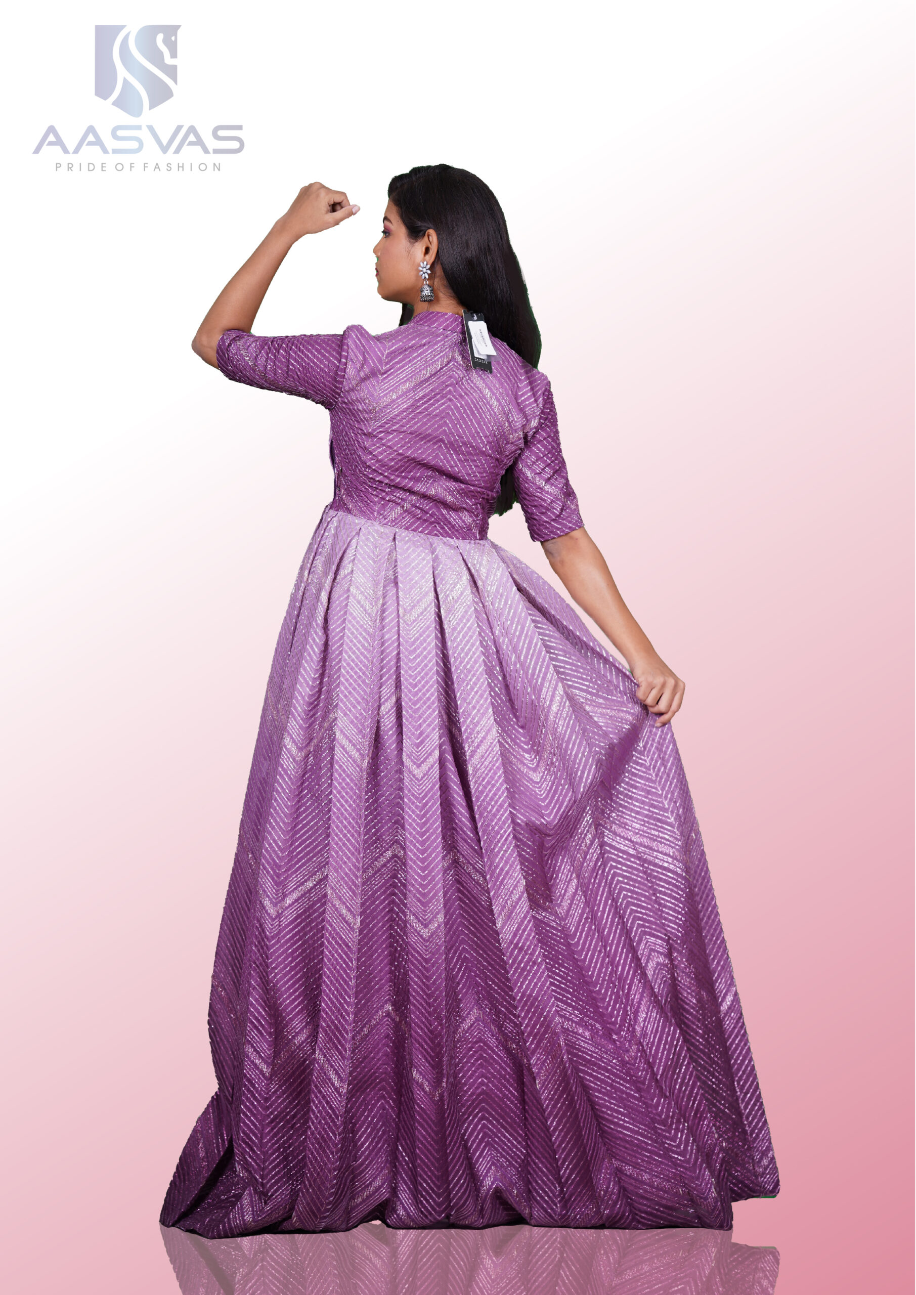 A Ombre Shaded Wine and Lavender Shade Cocktail Gown