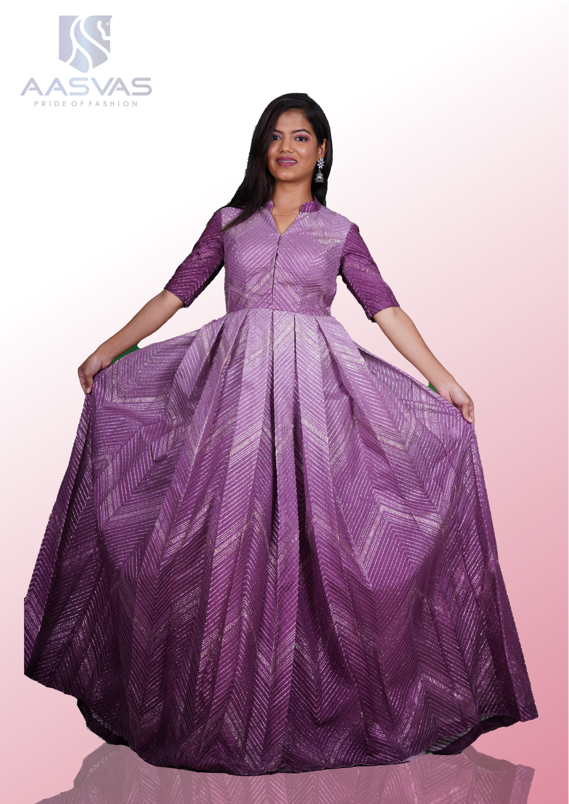 A Ombre Shaded Wine and Lavender Shade Cocktail Gown